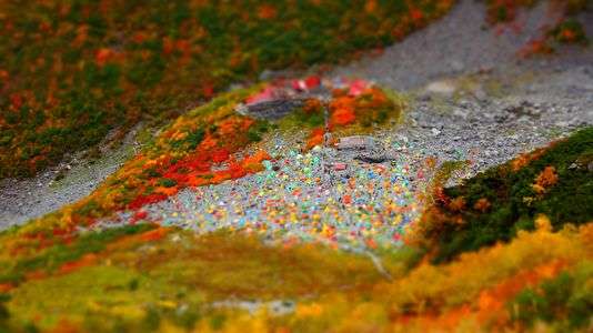 北穂高岳からの涸沢ミニチュア