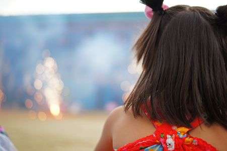 園庭の小さな花火大会にて