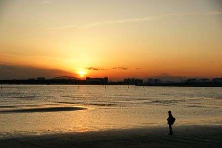 夕陽のカメラマン