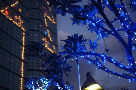 青だらけの福岡タワー