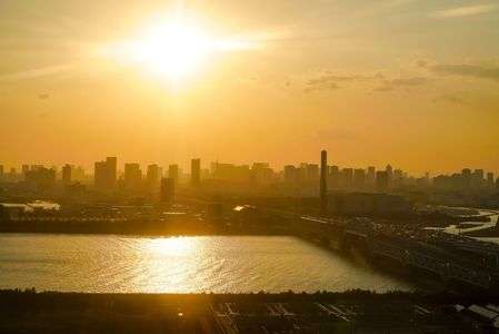 葛西臨海公園　観覧車からの夕焼け