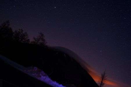 帽子を被った男体山