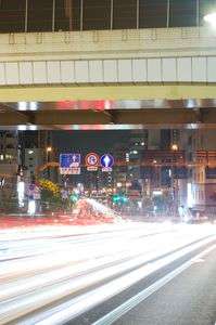 両国橋夜景　レーザービーム　光の洪水