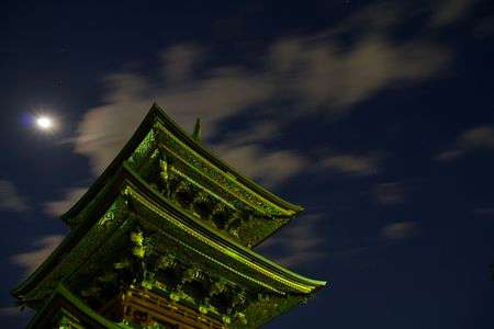 成田山新勝寺夜景　重塔とオリオン