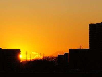 2013元旦　夕景　江戸川土手