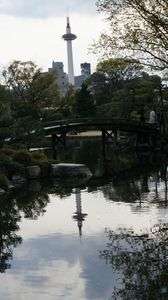 京都　渉成園からの京都タワー