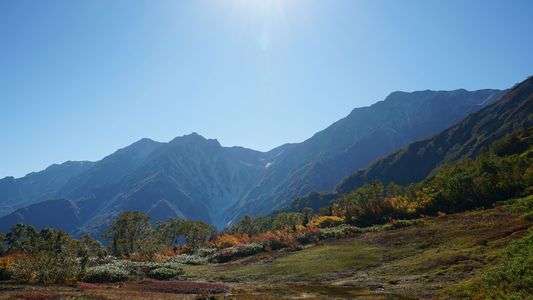 紅葉と白馬三山