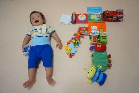 祝　1才　～風呂あがり、腹巻スタイル～