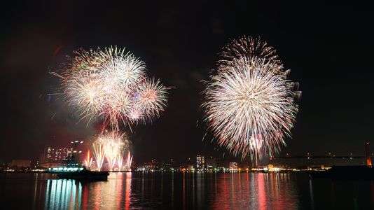 海に浮かぶ夜の花