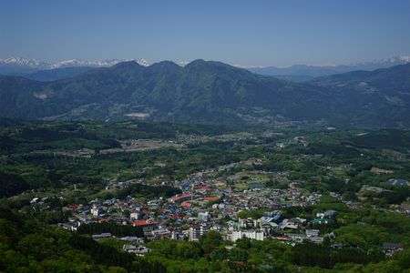 物聞山山頂より渋川市伊香保の実景