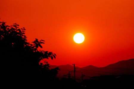 自宅近くで眺めた夕陽