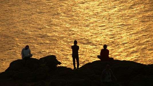 夕日を楽しむ