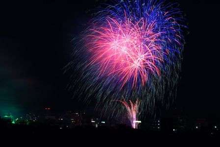 岡崎城と花火
