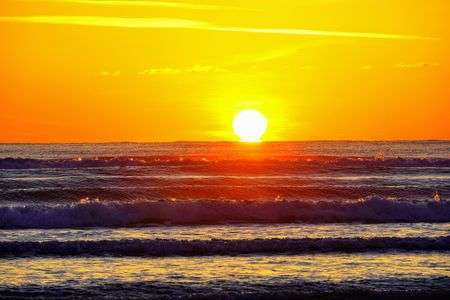 千里浜海岸の夕陽