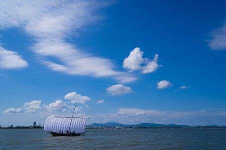 霞ヶ浦　帆引き船