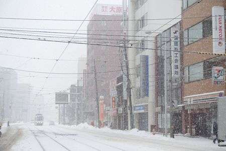 雪の降る街