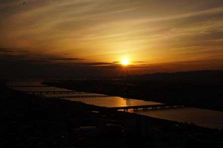 梅田空中庭園での夕景・夜景