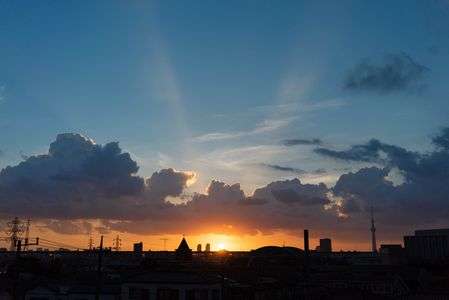 花火前の夕焼け