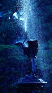 雲形池の蒼い鶴