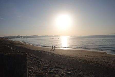 大森浜 朝焼けの中で