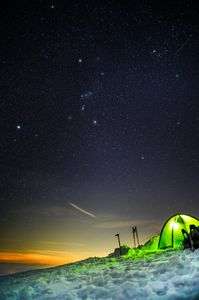 厳冬期テント泊！冬空に輝くオリオン座♪
