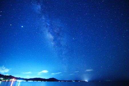 町明かりに天の川