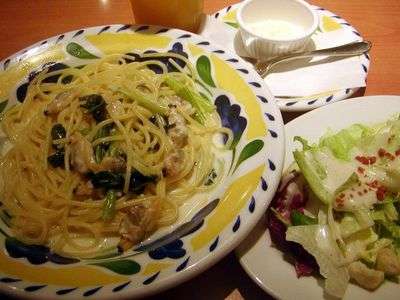 あさりと小松菜のクリームソース