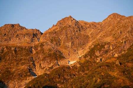 奥穂高岳のモルゲンロート