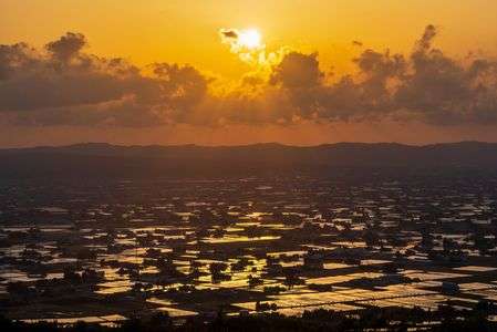 砺波平野の夕景