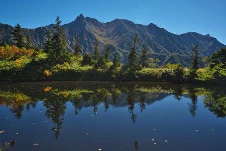 鏡池と槍ヶ岳