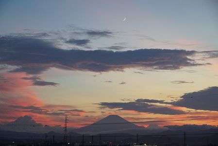 夕景の富士山