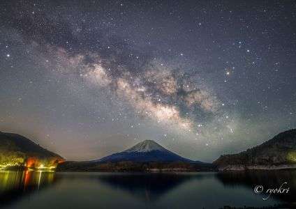 春を待つ富士山と天の川