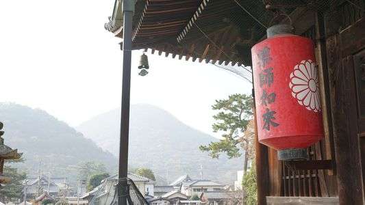 善通寺金堂と讃岐の山々