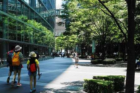 日陰を歩こうね　（笑）