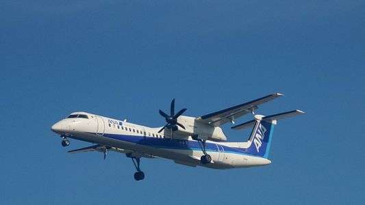 千里川土手(伊丹空港) ANA Q400