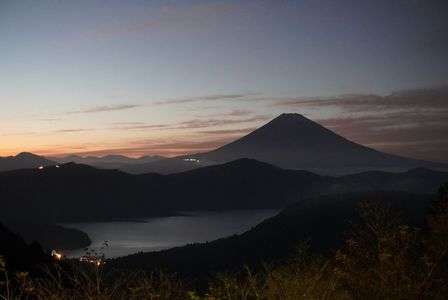 夕暮時の富士山